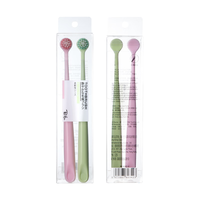 可丹诺成人圆头螺旋毛牙刷30孔.0.18mm2支装.超细刷毛螺旋丝牙刷 粉绿 - 2盒4支装