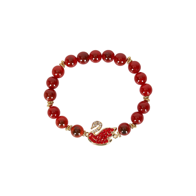 大英博物馆 THE BRITISH MUSEUM 天鹅贵族棋盘糖心玛瑙红色轻奢手链女款高级感手串