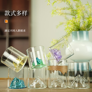 观山杯国潮风山水杯火冰山中国风公道杯分茶玻璃威士忌酒杯泡茶杯