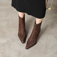 NINE WEST 中筒女靴子圆头细跟2025款春秋冬小众复古高级舒适瘦瘦靴