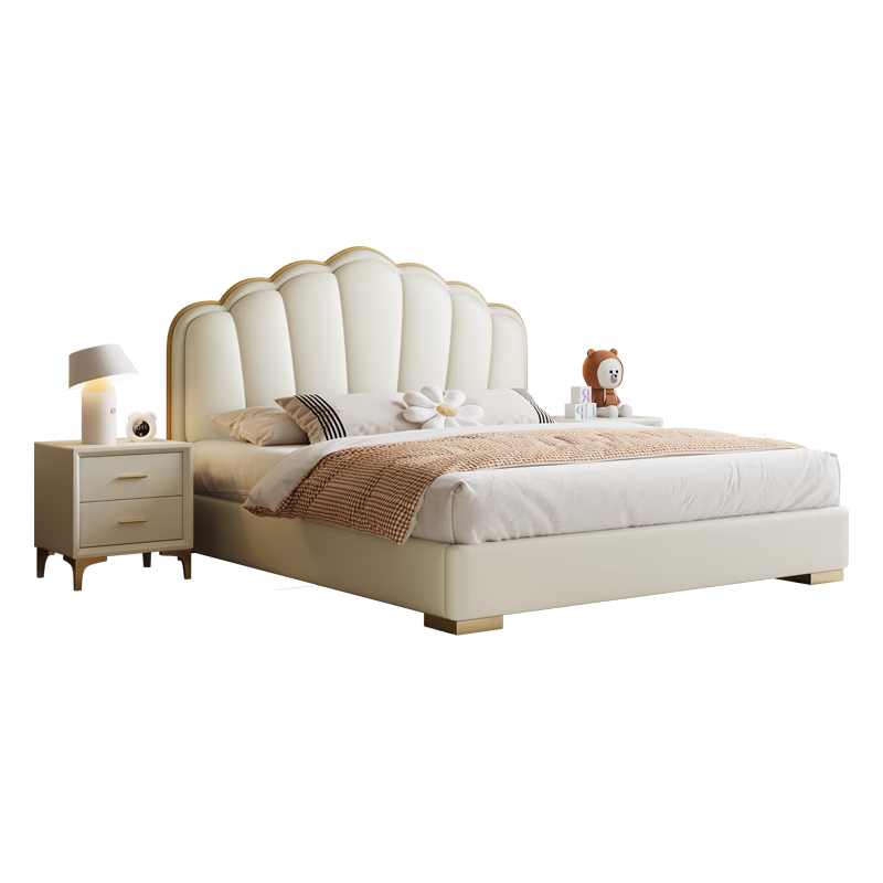 香丽华庭1.8米双人床主次卧大床简约软包皮床高箱储物床实木加厚床板 床+椰棕床垫+床头柜*1 1.5米*2米框架结构(升级床板)