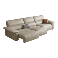 顾家家居 KUKA  电动沙发床 大黑牛头层牛皮沙发羽毛填充云梦岛1220 卡其色三人位 2.8M