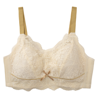 芬腾无钢圈文胸罩大胸显小全罩杯轻薄透气蜂巢孔蕾丝性感内衣女侧收副乳 122G378-浅绿色 36/80BC