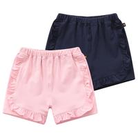 拉比童装2025女童裤子夏荷叶边短裤女宝宝外穿休闲裤百搭打底裤子