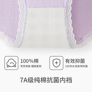 卡拉美拉 Caramella内裤女纯棉夏薄款2025抗菌紫可爱全棉中腰少女底裤女生三角裤 橘粉兔兔【亲肤透气棉/7A级抗菌/四条装】 L