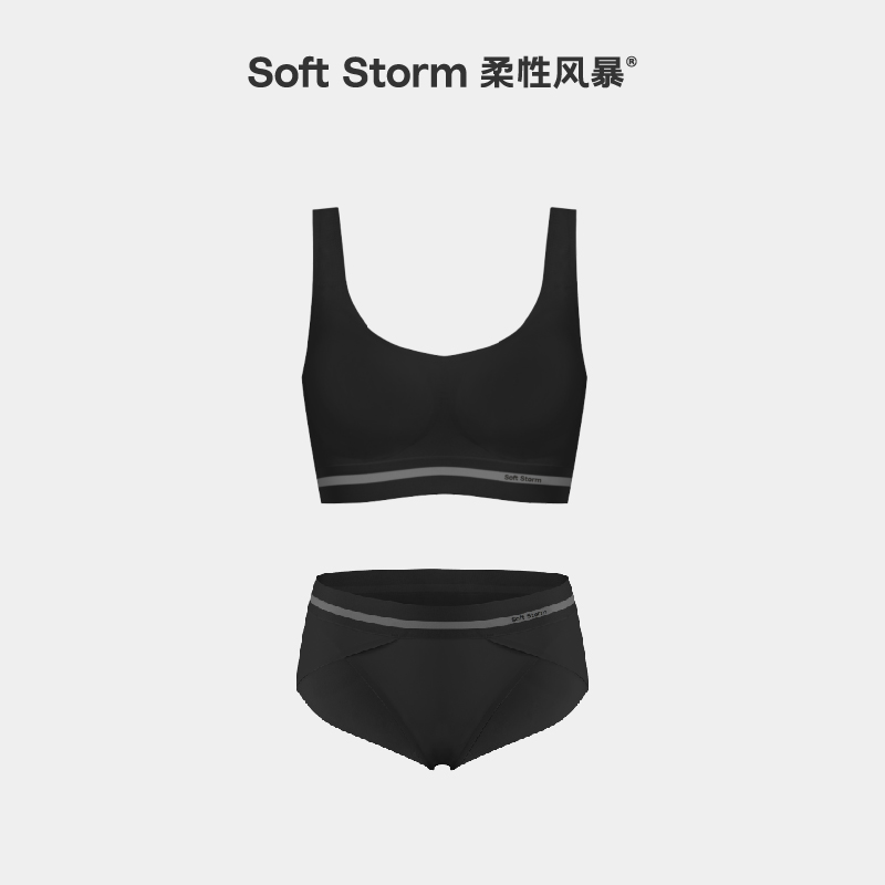 沉浸黑文胸内裤套装
