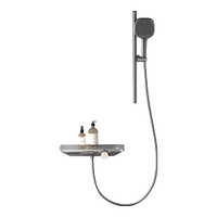 潜水艇（Submarine）淋浴花洒套装分体式多功能 手持花洒可升降 数显智能感应花洒全套 枪灰色-数显感应+手持