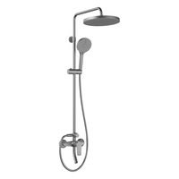 法恩莎卫浴精铜主体三功能一键三控圆形顶喷手持顶喷双升降淋浴花洒套装 F2M8842GGP（枪灰）