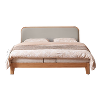 原始原素实木床现代简约橡木科技布软包床双人床1.8米迷雾灰P4016