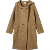 DUIBAI 冬装宽松休闲连帽圈圈呢毛呢外套女式中长羊毛大衣