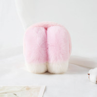 勋阳宇乐现款毛绒耳罩秋冬季时尚保暖防寒防风可折叠拼色可爱女士包耳 折叠变色毛杆桃粉色 均码