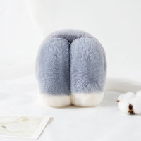 勋阳宇乐现款毛绒耳罩秋冬季时尚保暖防寒防风可折叠拼色可爱女士包耳 折叠变色毛杆烟灰色 均码