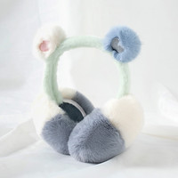 勋阳宇乐现款毛绒耳罩秋冬季时尚保暖防寒防风可折叠拼色可爱女士包耳 折叠变色桃心烟灰色 均码
