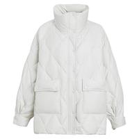 雪中飞 SNOWFLYING秋冬白色青春时尚短款大口袋保暖防风立领女羽绒服潮