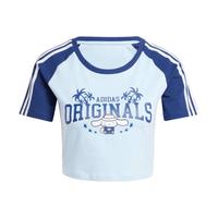 adidas玉桂狗短款运动上衣短袖T恤女装夏季阿迪达斯三叶草 粉蓝 L