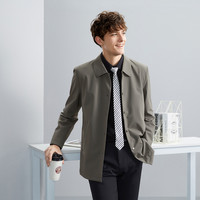 【防风风衣】柒牌清仓风衣外套男秋冬商务休闲中青年无缝翻领夹克 卡其 3XL