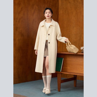 奈格薇儿小个子气质双面呢大衣女秋冬2025高级感灰色毛呢外套 米杏色 M