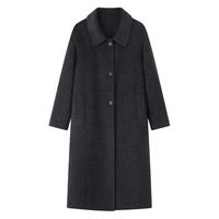 奈格薇儿小个子气质双面呢大衣女秋冬2025高级感灰色毛呢外套