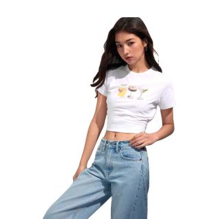 ABERCROMBIE & FITCH女装25夏季美式复古图案印花修身圆领短袖T恤KI157-5025 白色 L (165/104A)