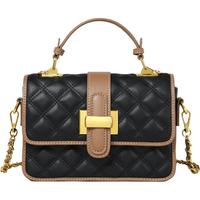 YUYULA牛皮包包女包时尚单肩包女轻奢菱格小方包通勤品牌手提斜挎包奢侈品老婆生日礼物送女朋友闺蜜米白色