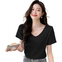 短袖女夏季上衣基础款纯色时尚百搭简约韩版圆领短袖t恤女