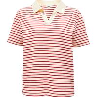 【条纹Polo T】ONLY夏季时尚正肩显瘦刺绣小V翻领上衣T恤女