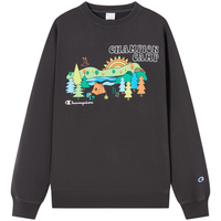 Champion 趣味露营印花 圆领套头卫衣 黑色 M