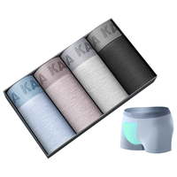 CabraKalani男士内裤男莫代尔平角抗菌中腰冰丝四角男生运动大码男式裤头裤衩 A1CK品牌专柜蓝棕灰黑莫代尔 L (90-110斤)