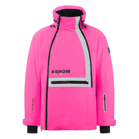 波司登新男士时尚滑雪运动防护文字印花防风保暖90鹅绒羽绒服B10142115 亮荧粉1402 155/80A