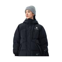 骆驼(CAMEL)3A抗菌户外羽绒服秋冬男女款防泼水防风连帽面包服 A34CA6B792,幻影黑 XS