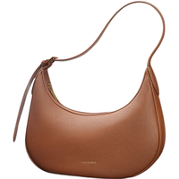 百丽包包女托斯卡纳系列头层牛皮质感高级简约腋下新月包X9331AX4 穹顶棕 F