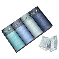 CabraKalani男士内裤男莫代尔平角抗菌中腰冰丝四角男生运动大码男式裤头裤衩 A1CK品牌专柜无痕冰丝款绿蓝蓝青 XXL (135-150斤)