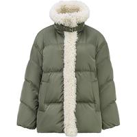 初语羽绒服女2025冬季新款毛毛拼接立领90白鸭绒轻奢感保暖外套 草绿色