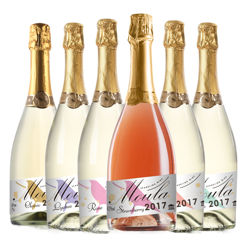 mulla 慕拉 甜型起泡酒 6瓶*750ml套组（苹果味+荔枝味+经典味+草莓味+玫瑰味+蜜桃味）
