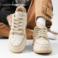 LUCKY BRAND 板鞋 女士四叶草美式运动鞋休闲鞋男士低帮潮鞋 米色 42