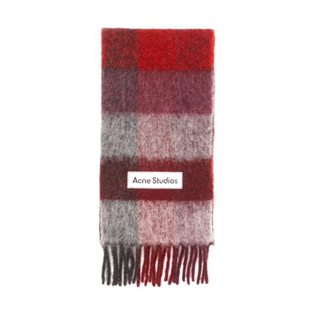 Acne Studios 男女同款羊驼毛大格纹彩虹围巾CA0084