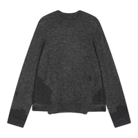 /江南布衣25冬毛针织衫女牛仔针刺拼接5P0312720 070/深杂灰 S