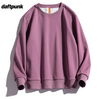 华夫格卫衣男秋冬款加绒圆领宽松灰色美式四条杠打底衫套头外套潮 WYY077铁锈红 L