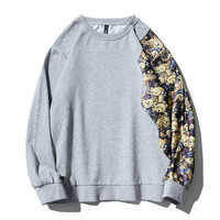 华夫格卫衣男秋冬款加绒圆领宽松灰色美式四条杠打底衫套头外套潮 JRt2246浅灰色 L