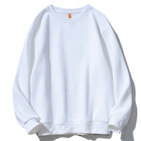 华夫格卫衣男秋冬款加绒圆领宽松灰色美式四条杠打底衫套头外套潮 JR2022白色 L