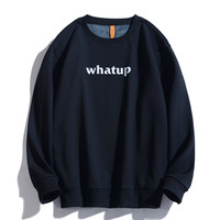 华夫格卫衣男秋冬款加绒圆领宽松灰色美式四条杠打底衫套头外套潮 7050黑色 3XL