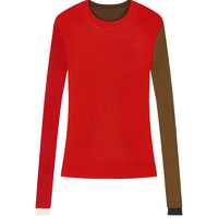 /江南布衣25冬毛针织衫拼色修身套头5P0311250 950/红色系 M