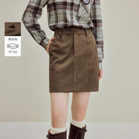 茵曼(INMAN)2025冬季女装空气层麂皮绒短外套复古美拉德宽松夹克 咖啡色半裙-18538205 S