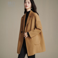 保暖服饰：晚白 羊毛混纺双面呢短款外套羊毛大衣 WB25081408