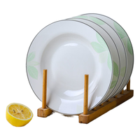 康琴(KANGQIN) 碗碟套装简约防烫高脚吃饭碗套装组合家用面碗菜盘家用陶瓷餐具 青翠雨滴8英寸饭盘4个装