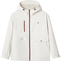 探拓 秋冬女士连帽软壳外套保暖加绒百搭户外服时尚拉链外套