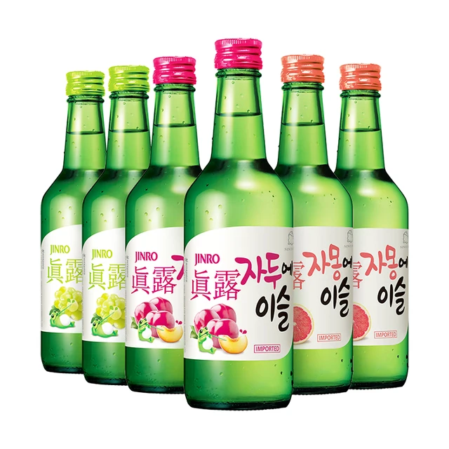 Jinro 真露 利口酒组合装 3口味 360ml*6瓶（青葡萄味360ml*2瓶+李子味360ml*2瓶+西柚味360ml*2瓶）