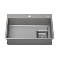 九牧不锈钢抗菌压纹手工水槽大单槽厨房洗菜盆洗碗池70*48含龙头02376