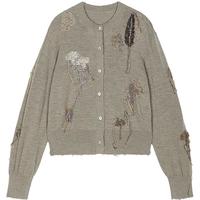 /江南布衣【东方非遗】25秋毛针织衫花纹长袖开襟5P8311090 128/麻米色 L