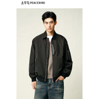 保暖服饰、限尺码：太平鸟 飞行夹克工装翻领棉服 男士 10117949511650